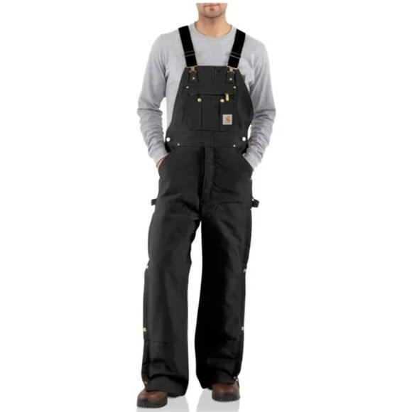 Carhartt R41 BLK Double Knee Insulated Bib Coveralls Overalls Size 30 x 30 - Picture 1 of 6